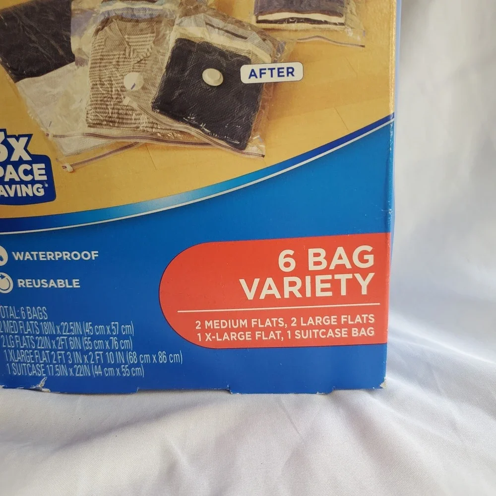 Ziploc Space Bag Clothing Vacuum Seal Flat Combo 6 Bag Variety Pack